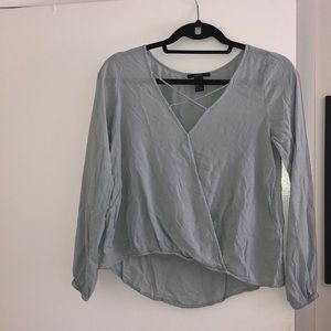 Forever 21 mint green plunge blouse
